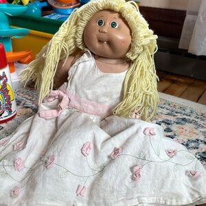 Vintage 1978 1982 Cabbage Patch Kids doll w/ Green Eyes And One Tooth Showing